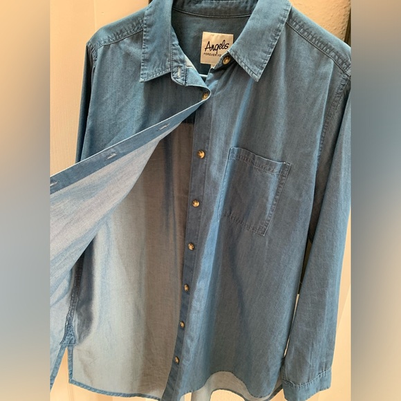 Angels Forever Young Womens size L Blue denim Blouse - Picture 3 of 3